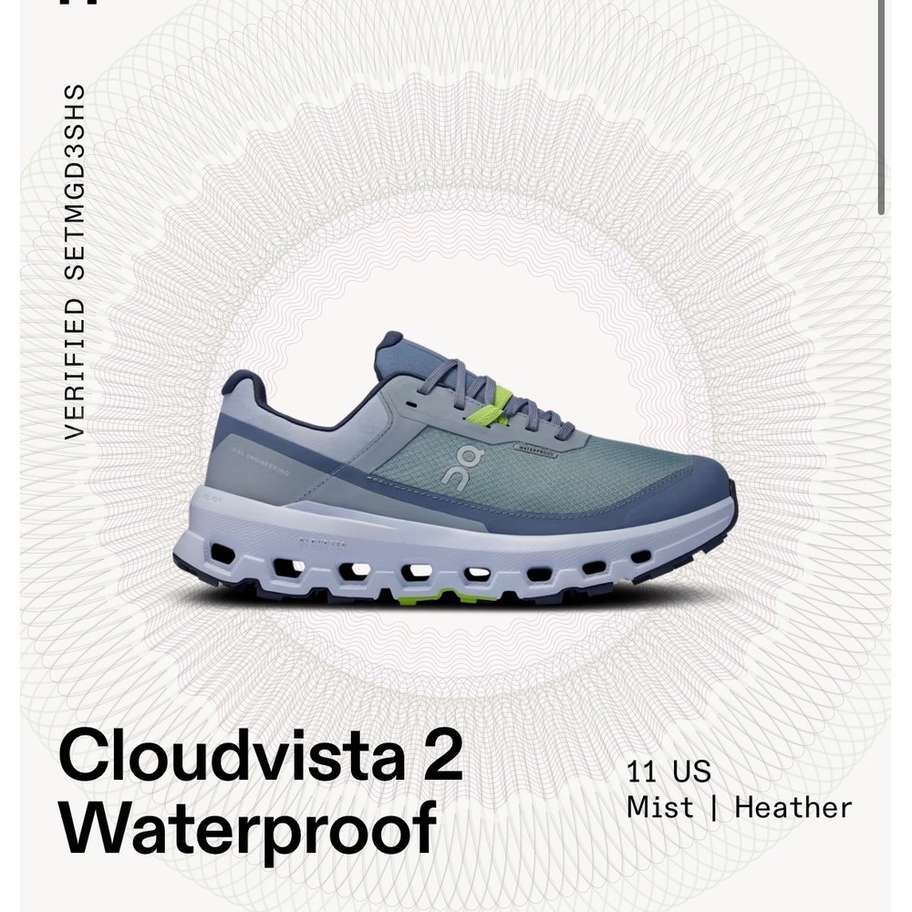 On Running Cloudvista 2 Waterproof Womens Shoes 11 Mist Heather Grey 3WE30162856